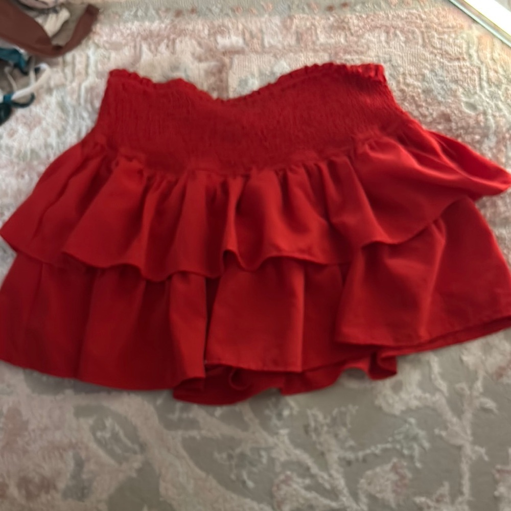 Elegant Red Ruffled Skirt